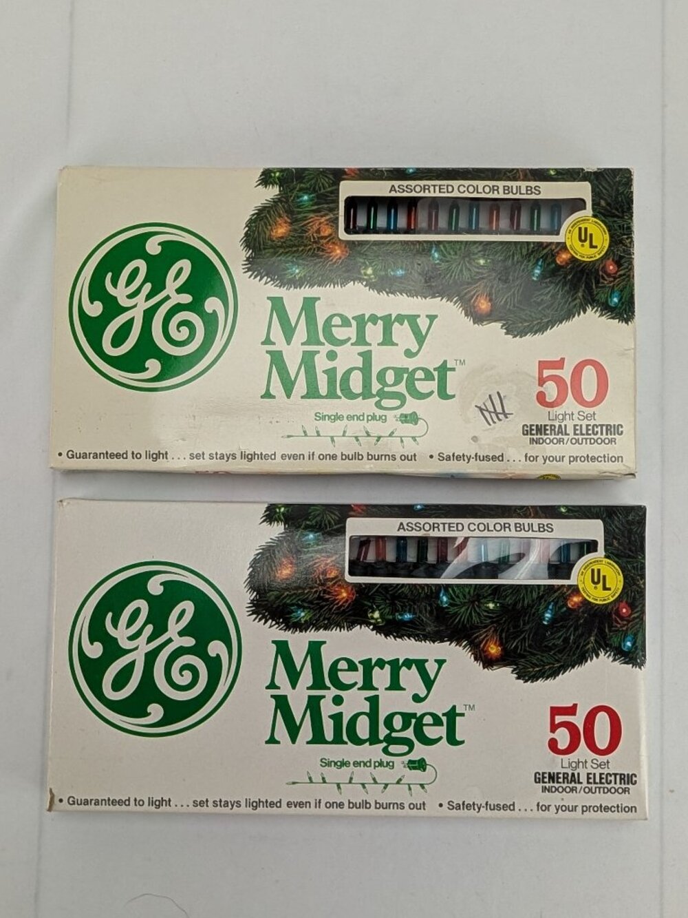 Vintage General Electric Merry Midget Christmas 50 Light Set Lot of 2 Single End